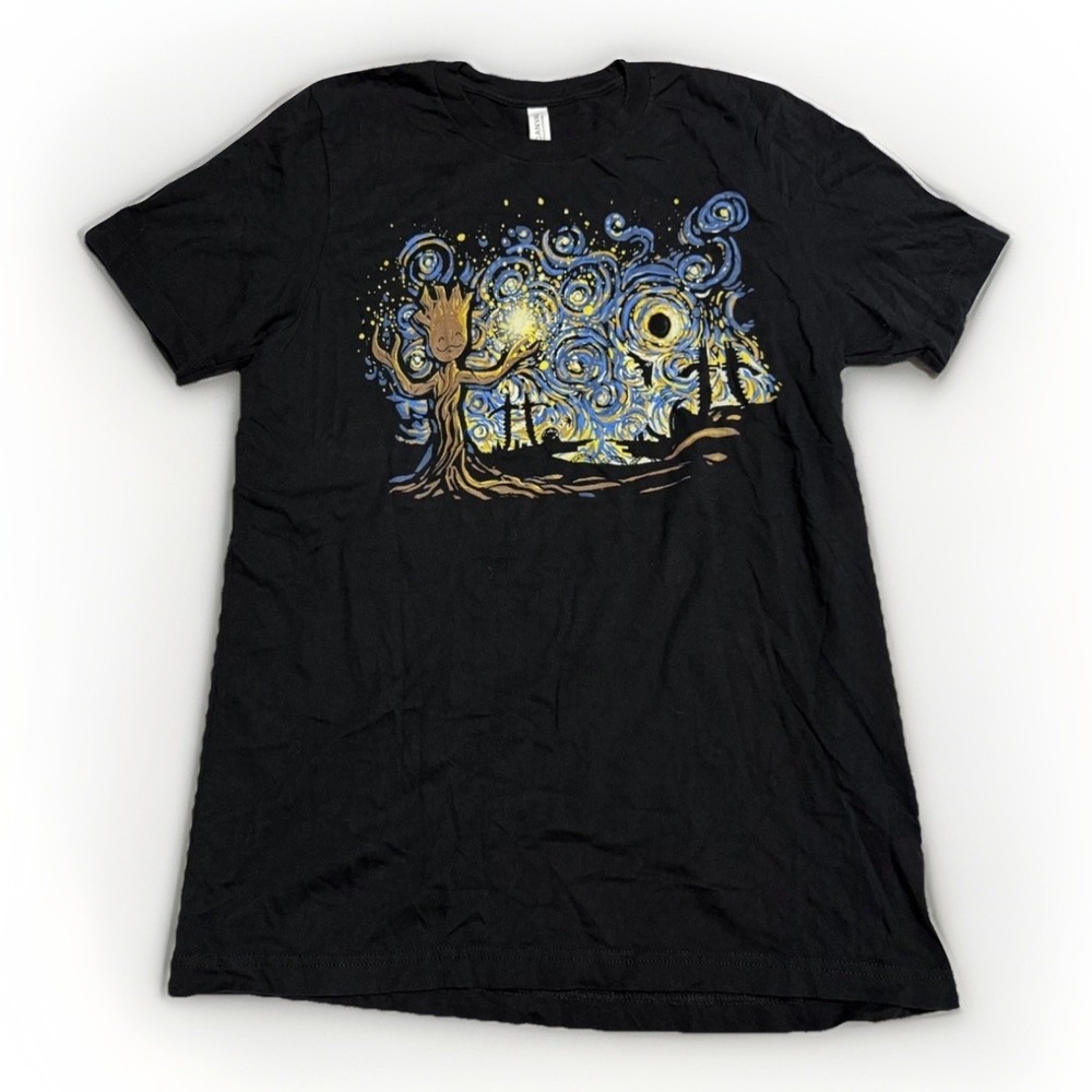 Groot Starry Night‎ Van Gogh Parody Graphic Tee Black Mens Large
